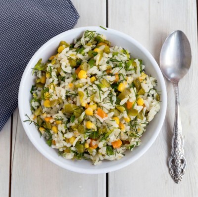 Recette de Salade de riz à l'huile de pépin de courge