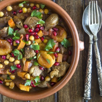 Chicken tagine with sweet potatoes and almonds